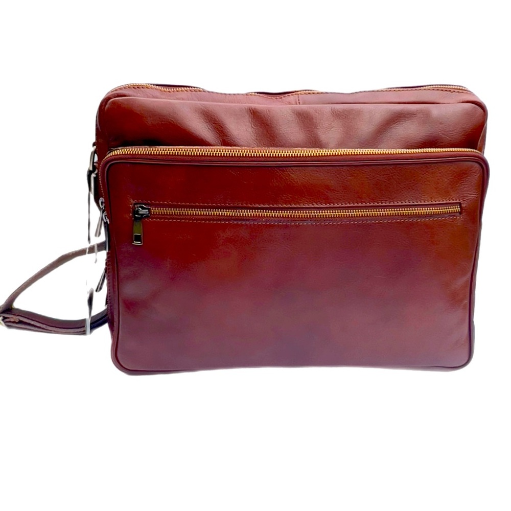 🆕 NWT Old Angler Firenze Cognac Leather Briefcase/Messenger Bag